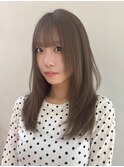 ハッシュカット暗めミルクティーベージュアッシュベージュカラー