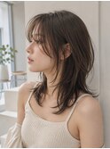 透明感シアーブラウン/ウルフミディアム/レイヤーカット