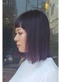 ★切りっぱなしボブのハイライト パープル★【SOMEBRIDGE亀有】