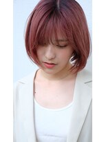 スリーヌーン(THREE noon)&nbsp;ペールカラー　ピンク　ストレートボブ