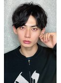コンマヘアツーブロックマッシュカルマパーマノーセットマッシュ