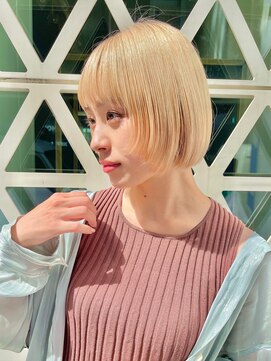 マックス フォー ヘアー(MAX FOR HAIR) 【デザインカラー】綺麗なラインのボブ×ミルクティーカラー◎