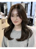 【レイヤーロング】ナチュラルブラウンシースルーバング