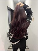 レイヤーカット×ワインレッド