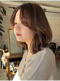 20代30代40代大人可愛いひし形ふんわりレイヤーボブ×前髪なし