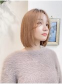 黒髪ボブルフネビージュ小顔ワンレン
