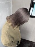 大人可愛いぱつっとボブダブルカラーハイトーングレージュカラー