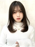 20代30代40代◎前髪パーマ韓国風巻きくすみベージュお団子ヘア
