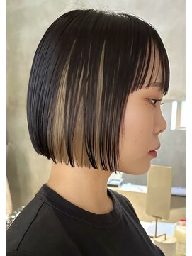 ハウ 心斎橋(how) 20代30代40代大人インナーカラー耳掛け切りっぱなし大人ボブ