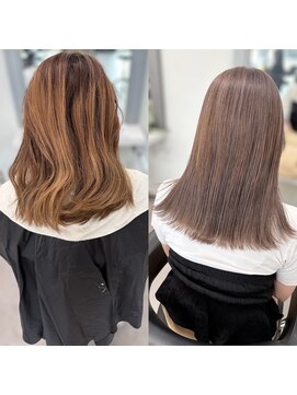 ガルボヘアー 桟橋店(garbo hair) ピンクグレージュ ブリーチオンカラー 透明感カラー 大人カラー