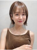 アプリコットオレンジイメチェン外ハネボブくびれヘアa