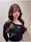 ロング　ケアブリーチ　ブルーブラック　顔まわり　10代