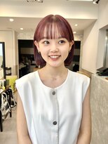 サンド 銀座(sand) ぱつっとボブ☆暖色カラーチェリーレッド