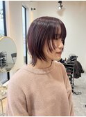 wolf cut × cherry red color