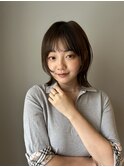 ミディアムヘア/顔まわりカット/オージュアカラー