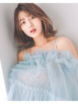 トリコ心斎橋(trico)&nbsp;愛され度UP☆丸顔解消！ミルブラウン立体ひし形ミディ