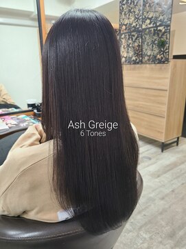 アッシュグレージュ/グレージュ/ブリーチなしカラー