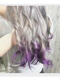 ハイトーンシルバー☆紫裾カラー☆インナーカラー バイオレット