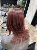 suzu ピンクカラー レイヤーカット ウルフカット 大阪福島区