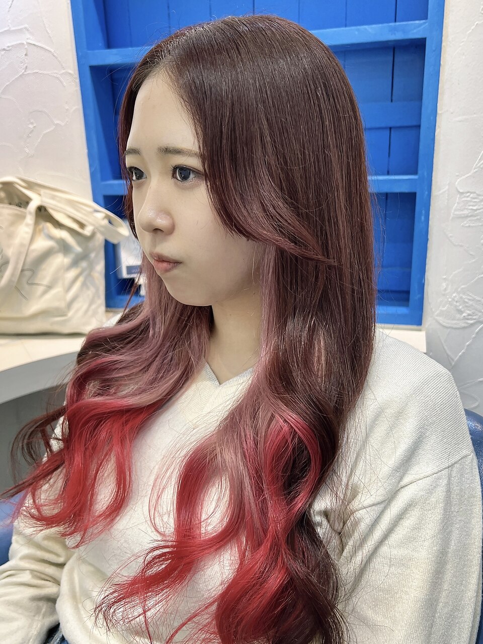 SENA】インナーカラーグラデーション ピンク レッド赤髪：L203627235