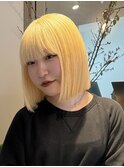 切りっぱなしボブミニボブぱつっとボブハイトーンボブ/ブロンド