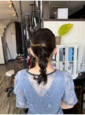 ポニーテール×編み込みヘアアレンジ