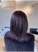 ピンクラベンダー暖色カラーレイヤーカット