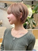 ダブルカラーショートウルフカットショートボブレイヤー前髪あり