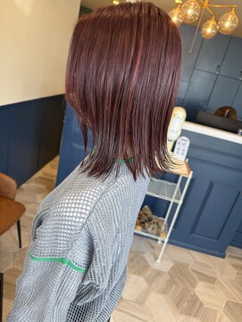ラグ バイ シゲルカットクラブ 神田久志本店(lag) 艶感ボルドーくびれセミボブ
