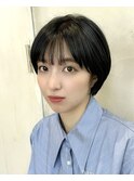 《岩田莉奈》地毛風縮毛矯正 ひし形ショートボブ 白髪染め 新宿
