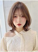Say.レイヤーミディアムくびれレイヤー韓国風ヘーゼルグレージュ