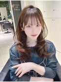 キャラメルブラウン／レイヤーカット／韓国風顔周りカット