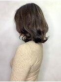外ハネセミディ☆ハイライト×モノトーングレージュ