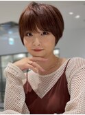 【長谷川】小顔マッシュショート/ボルドーピンク