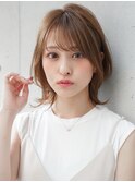 斜めバングワンカール結べるボブ暗めカラー美髪サイドバング