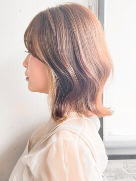 キリ 表参道(kyli) 小顔外ハネボブココアベージュ艶感前髪薄めバング#407f1112