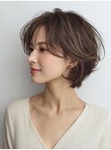 白髪ぼかし脱白髪染め似合わせショートボブ40代50代60代