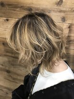 フォーク(FOLK)&nbsp;恵比寿_外国人風バレイヤージュ_ハンサムショートボブ_ベージュ