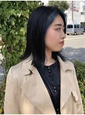 フェイスフレーミング インナーカラー ネイビー 鎖骨ミディ