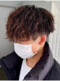 ツイスパ/アッシュブラック/ハイライト/マッシュパーマ/ウルフ