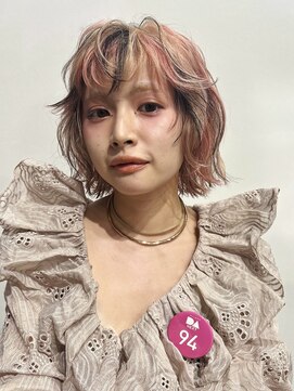 レコ 渋谷(LECO) ピンクとブラウンのデザインボブ