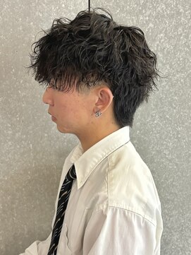 ニアウ 太田店(Niau) メンズウルフミディアムパーマラウンドマッシュメンズパーマ眉毛