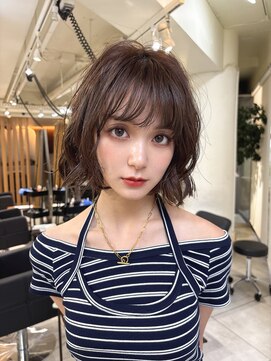 メゾンアクア 表参道(Maison ACQUA) ●小顔ミディアムパーマミディアムデジタルパーマボブパーマ黒髪