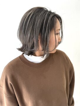 フォーク FOLK 【FOLK】透明感シルバーベージュ☆似合わせ外ハネミディアム♪