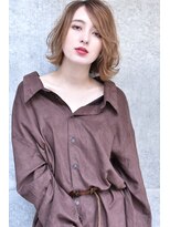 メーヴェ(Mowen) mowen×外ハネミディアム×ラフウェーブ×モカベージュ