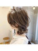 《LE》ひし形シルエットピンクグレージュエアリーミディ