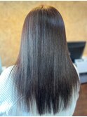 髪質改善カラーアッシュベージュ艶感ストレート