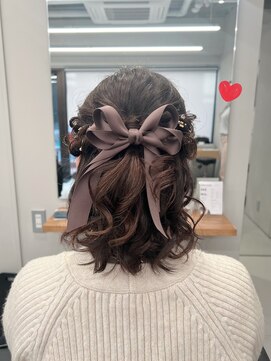 バルベストーキョーサウス(BARBES TOKYO SOUTH) ボブヘアのハーフアップ【清板】