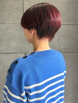 ディスコネクト(DISCO-N-NECT)&nbsp;ワインレッド ブリーチなし 裾カラー ハンサムショート 美髪