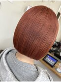 オレンジカラー ＋ 切りっぱなしボブ
